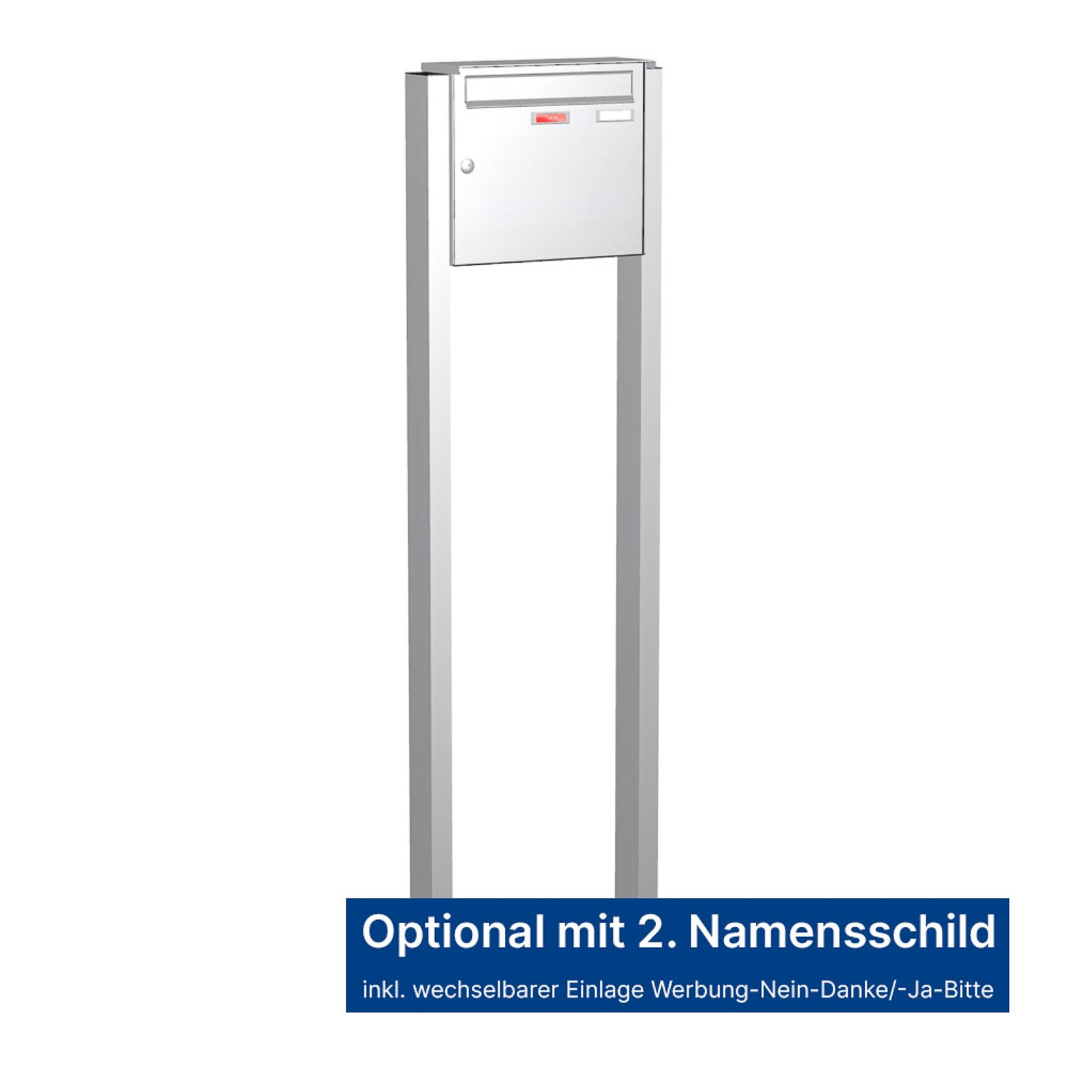 Briefkastenanlage | Freistehend | 1-fach | Senkrecht | Edelstahl