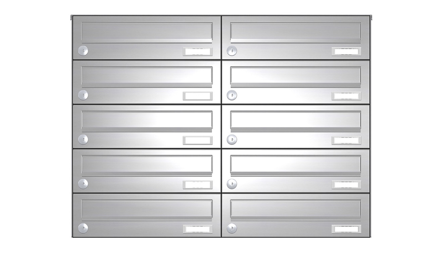 Briefkastenanlage | Aufputz | 10-fach | Waagerecht | Edelstahl