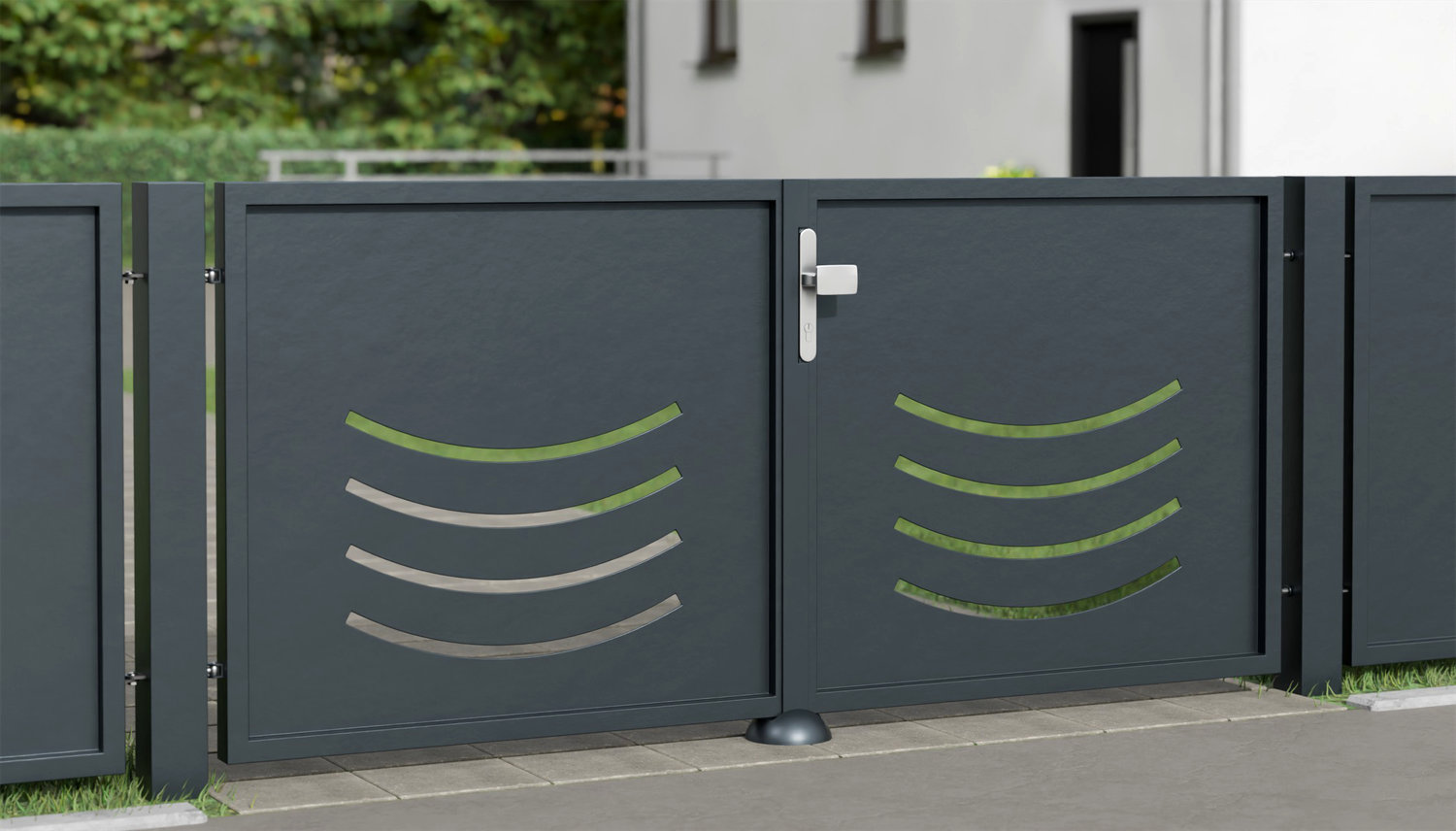 Gartentor Alu 2-flügelig Sichtschutz SN, GE