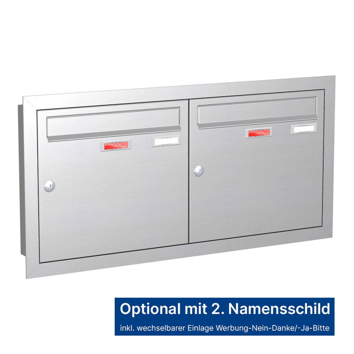 Briefkastenanlage | Unterputz | 2-fach | Senkrecht | Edelstahl