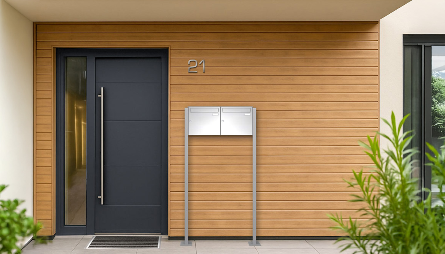 Briefkastenanlage | Freistehend | 2-fach | Senkrecht | Edelstahl