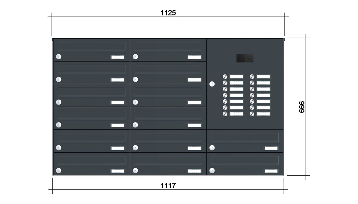 Briefkastenanlage | Aufputz | 14-fach | Waagerecht | Audio | Video | Farbe