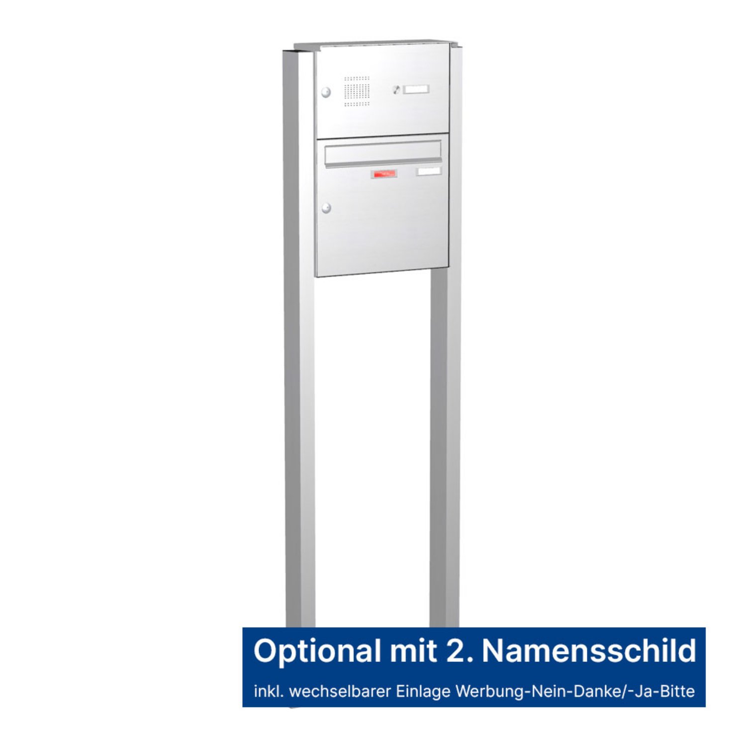 Briefkastenanlage | Freistehend | 1-fach | Senkrecht | Audio | Video | Edelstahl