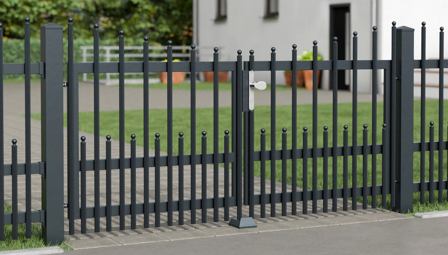 Gartentor Alu 2-flügelig Palisaden DPP Elegant, UB