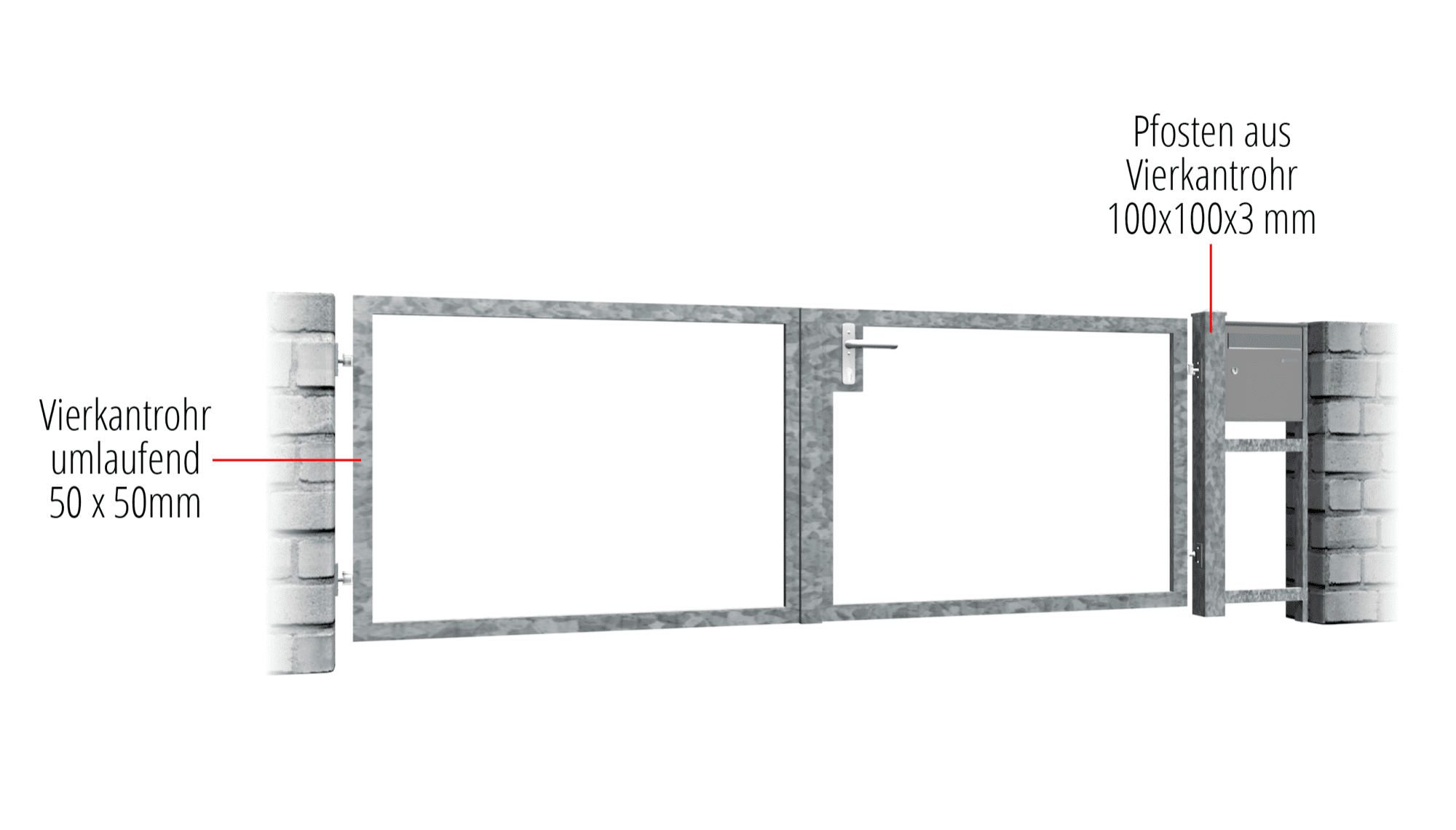 Gartentor verzinkt 2-flügelig eigene Füllung, GE, BK