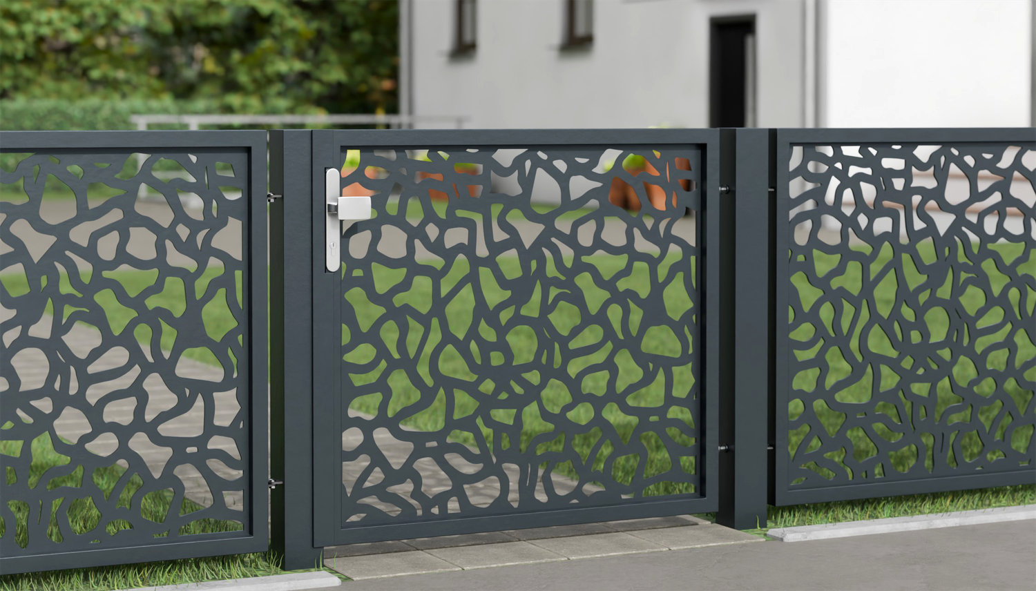 Gartentür Alu 1-flügelig Laserschnitt Design AB 2