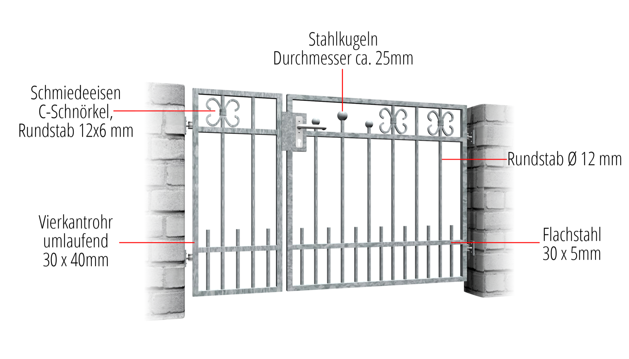 Gartentür verzinkt 2-flügelig Berlin, GE