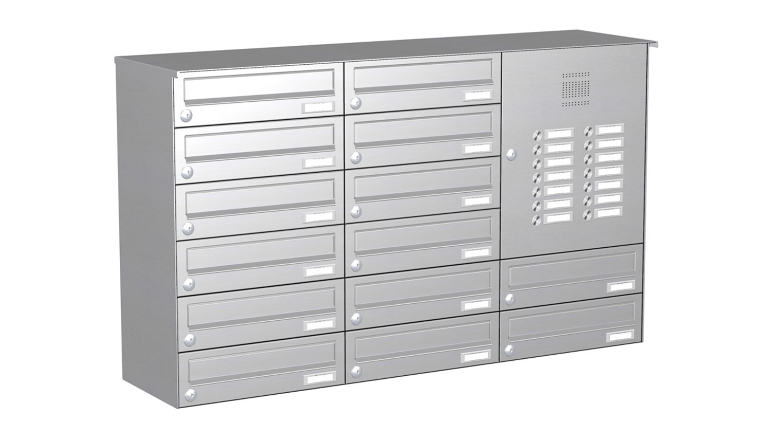 Briefkastenanlage | Aufputz | 14-fach | Waagerecht | Audio | Video | Edelstahl