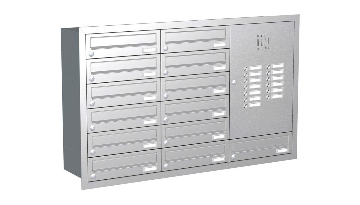 Briefkastenanlage | Unterputz | 13-fach | Waagerecht | Audio | Video | Edelstahl