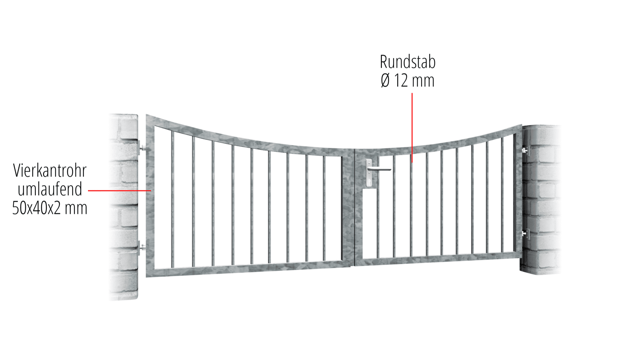 Gartentor verzinkt 2-flügelig Massiv 2, UB