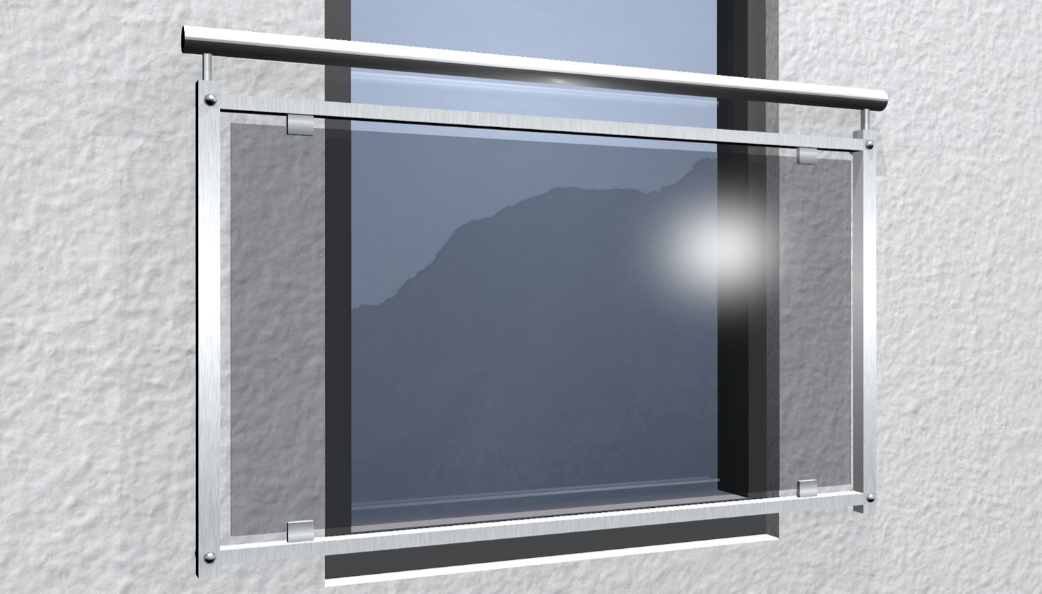 Französischer Balkon Edelstahl Glas Grau