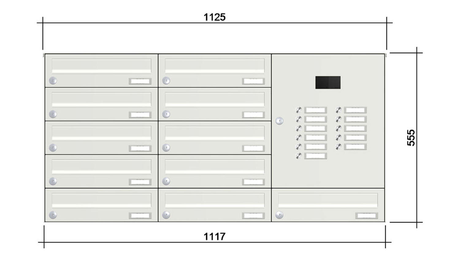 Briefkastenanlage | Aufputz | 11-fach | Waagerecht | Audio | Video | Farbe