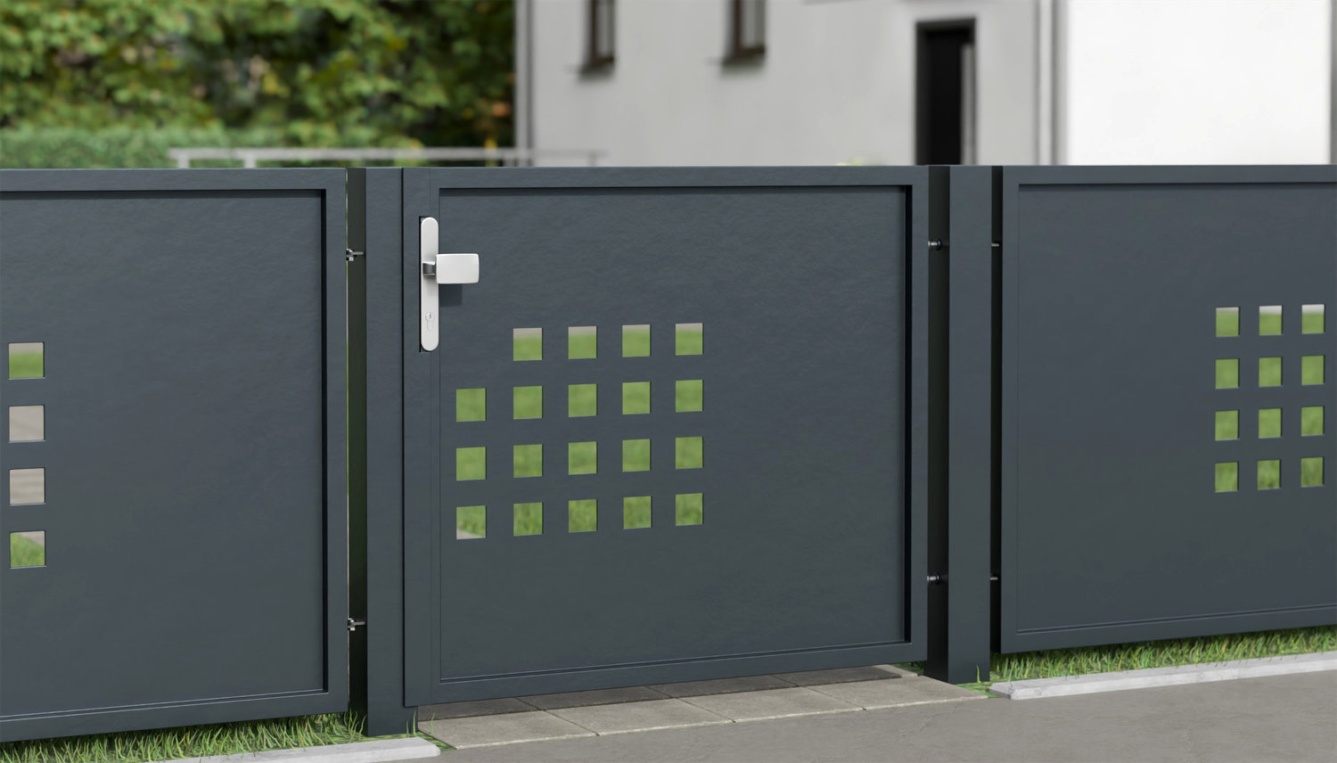 Gartentür Alu 1-flügelig Sichtschutz QLR, GE