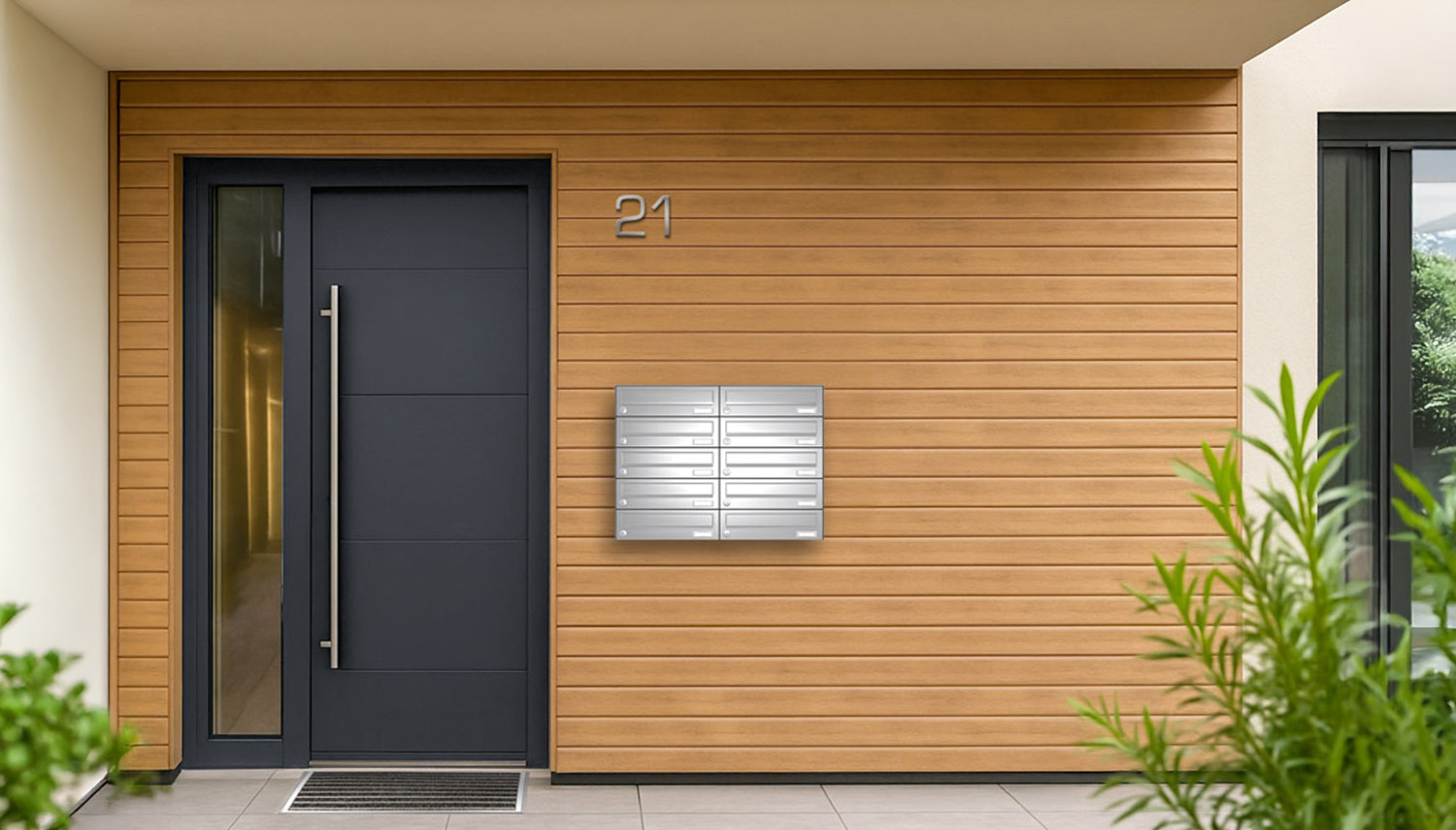 Briefkastenanlage | Aufputz | 10-fach | Waagerecht | Edelstahl