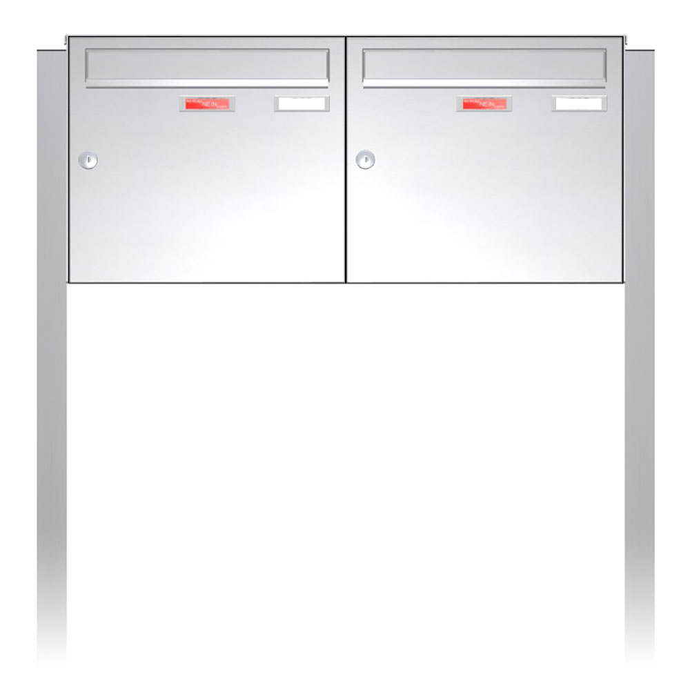 Briefkastenanlage | Freistehend | 2-fach | Senkrecht | Edelstahl