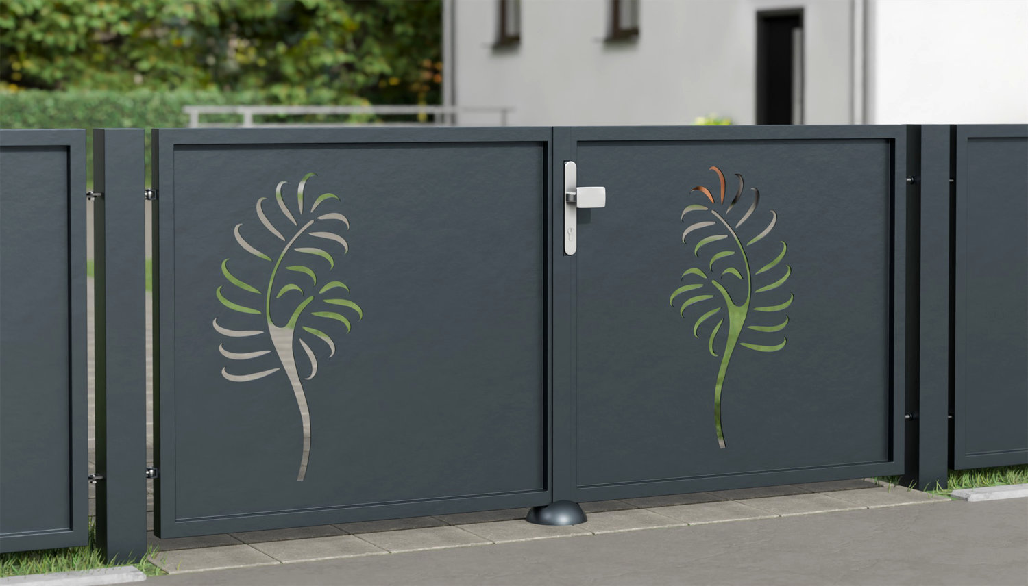 Gartentor Alu 2-flügelig Sichtschutz PF, GE