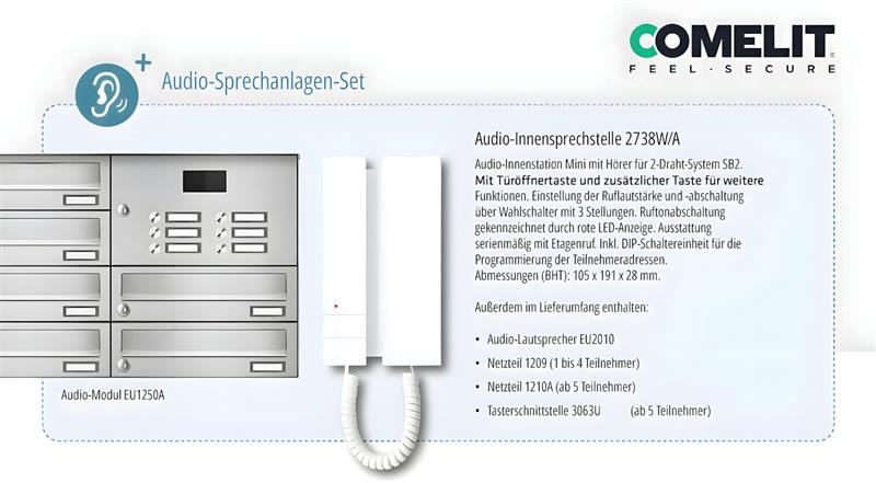 Briefkastenanlage | Aufputz | 1-fach | Senkrecht | Audio | Video | Edelstahl