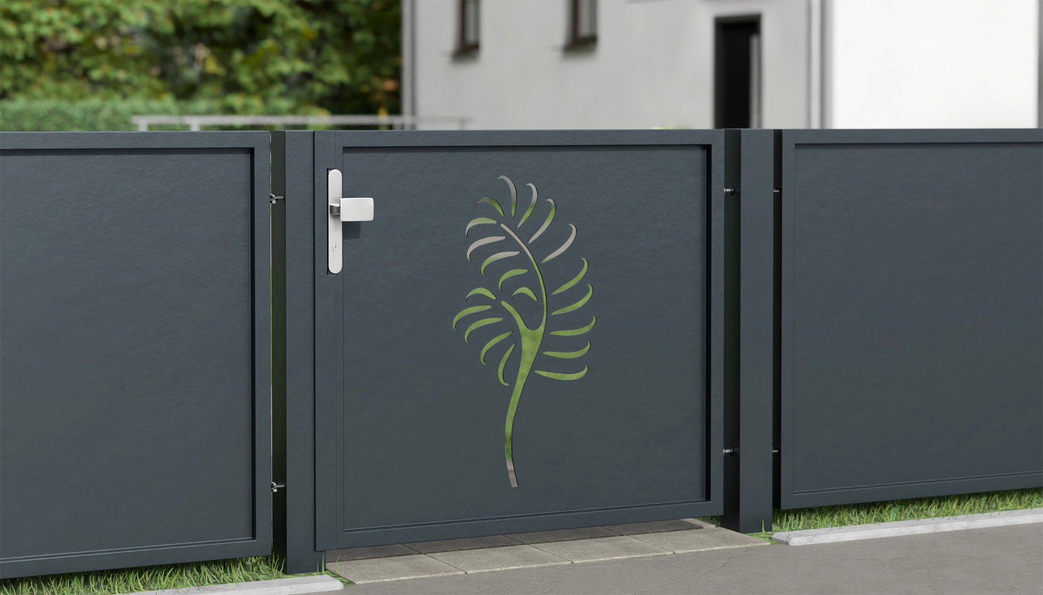 Gartentür Alu 1-flügelig Sichtschutz PF, GE