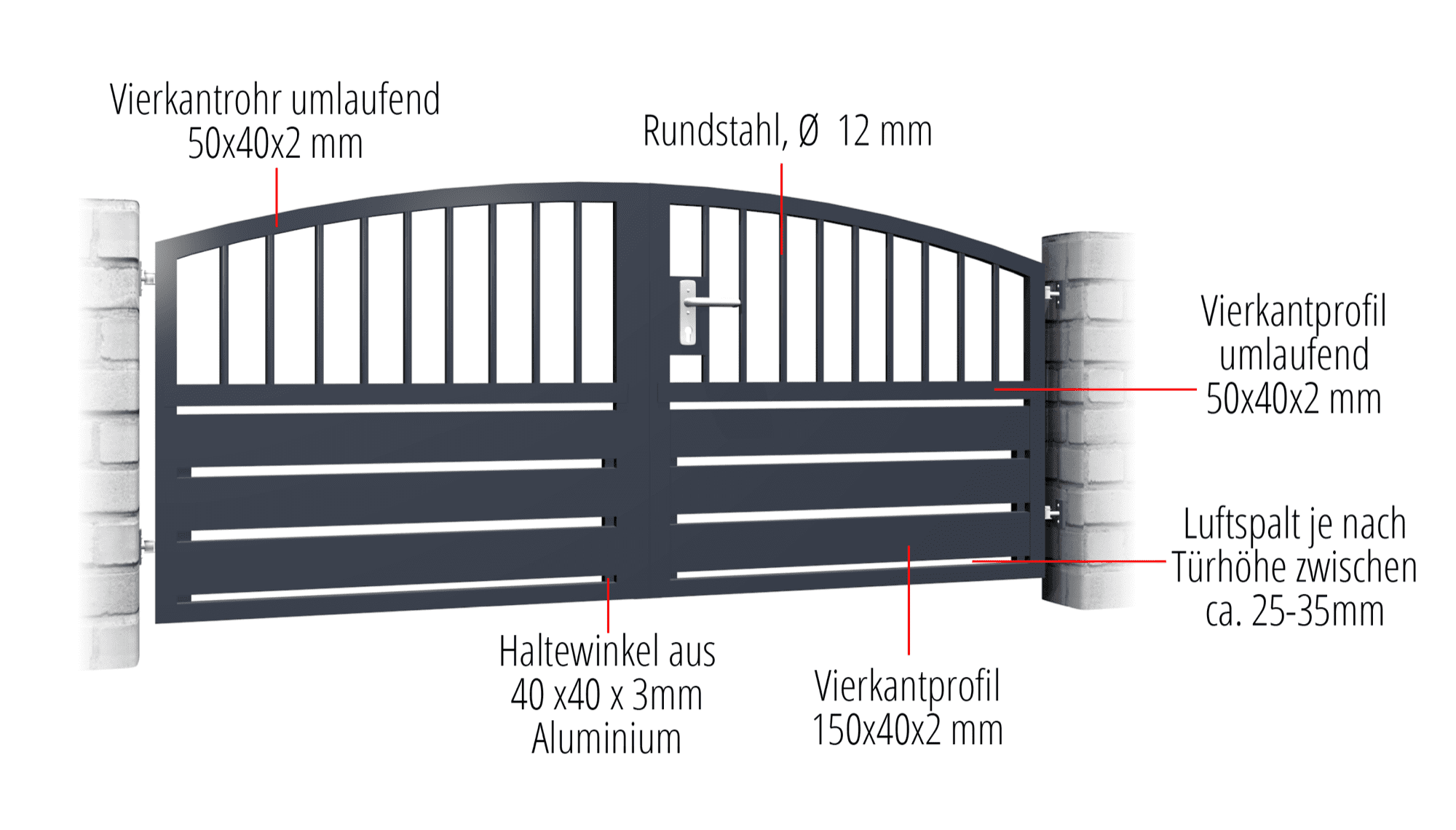 Gartentor Alu 2-flügelig Sichtschutz KSV 1, OB