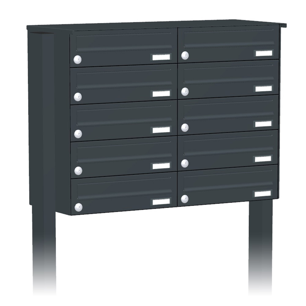 Briefkastenanlage | Freistehend | 10-fach | Waagerecht | Farbe