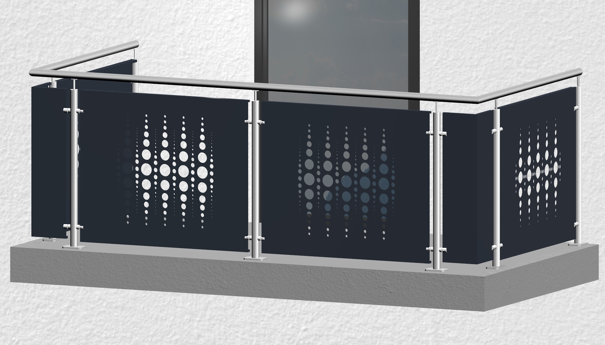 Balkongeländer Edelstahl Designblech PE