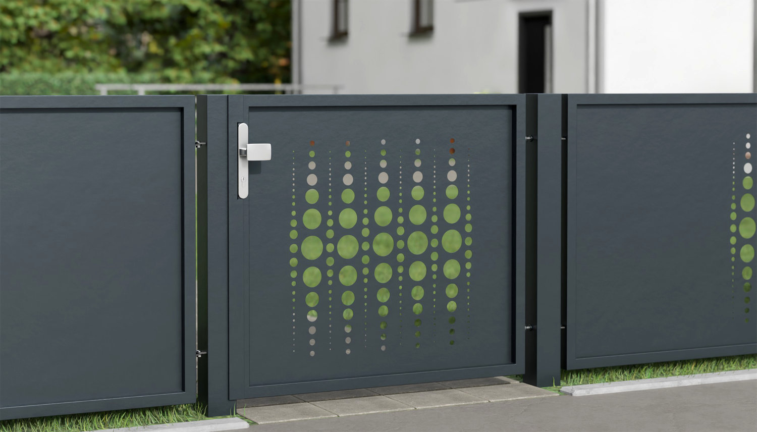Gartentür Alu 1-flügelig Laserschnitt Design PE