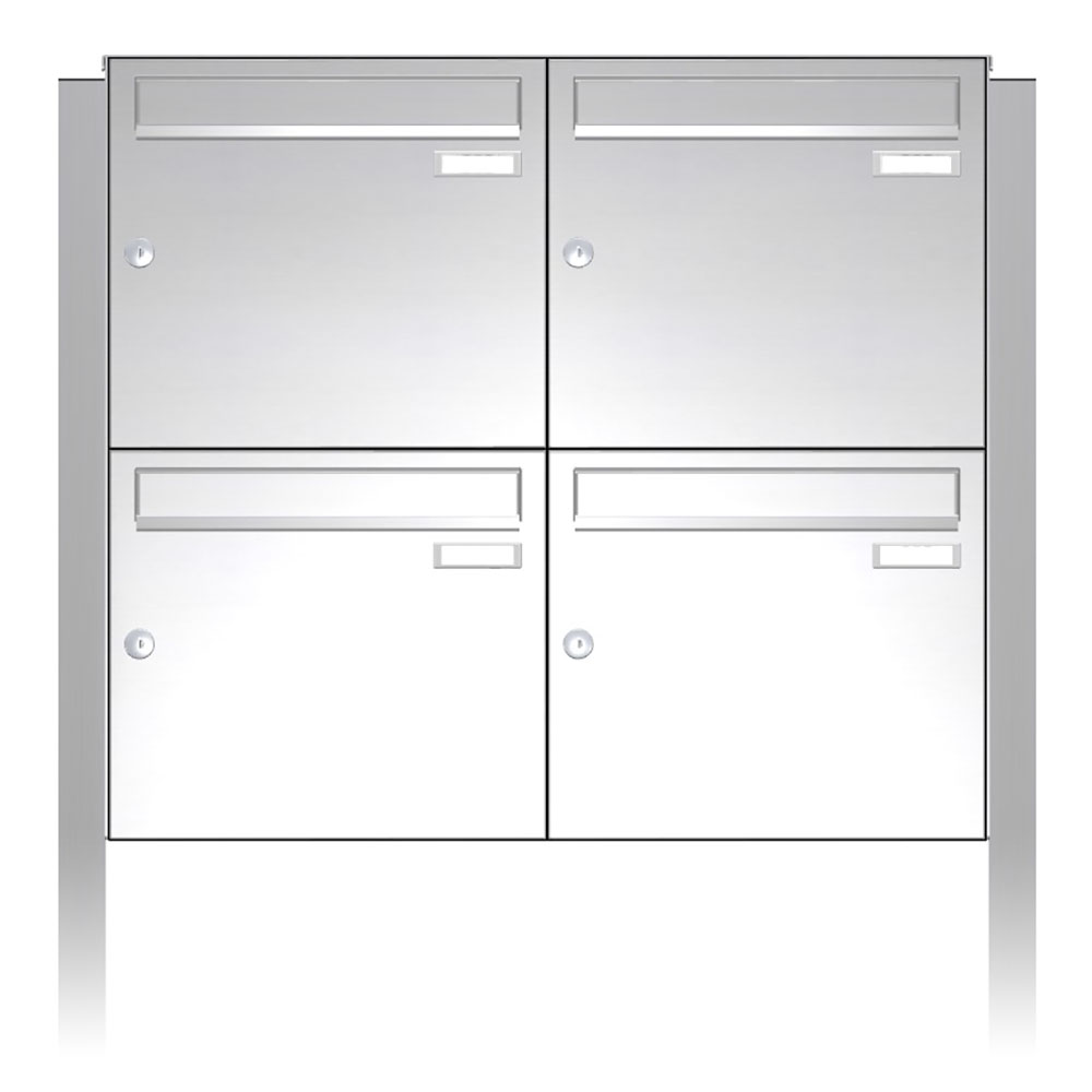 Briefkastenanlage | Freistehend | 4-fach | Senkrecht | Edelstahl