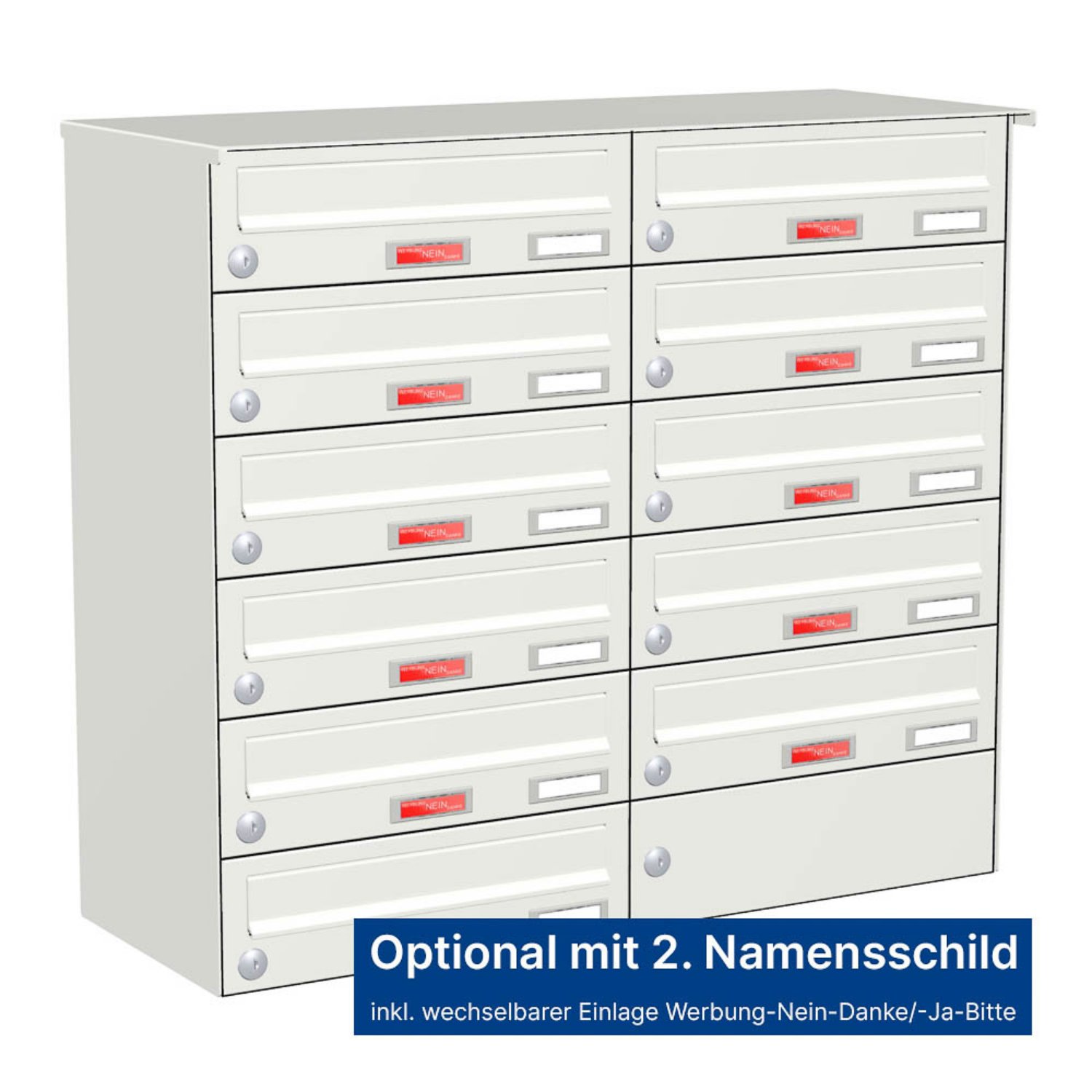 Briefkastenanlage | Aufputz | 11-fach | Waagerecht | Farbe