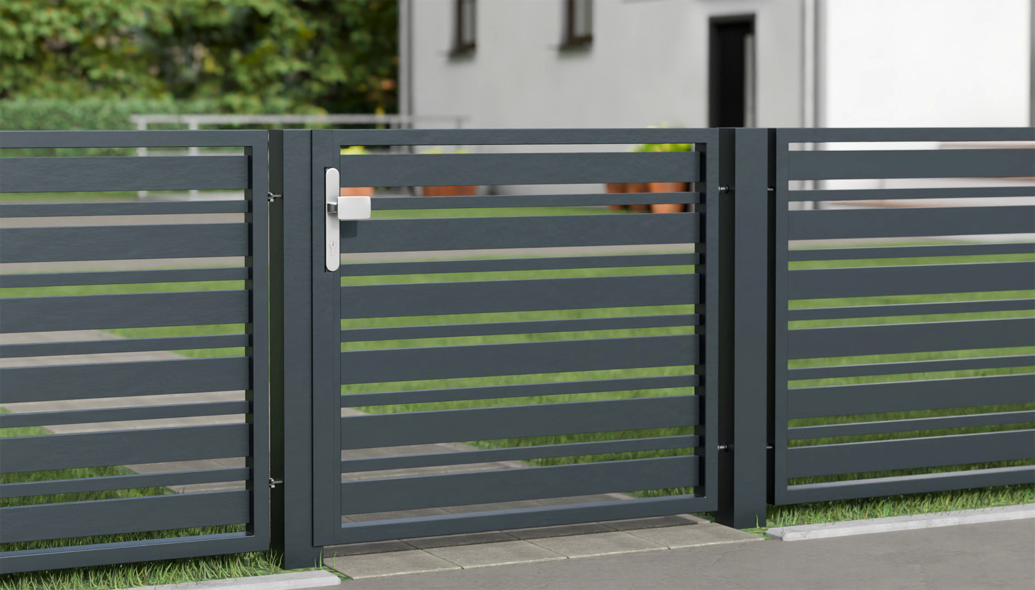 Gartentür Alu 1-flügelig Sichtschutz Lamellen 2, GE