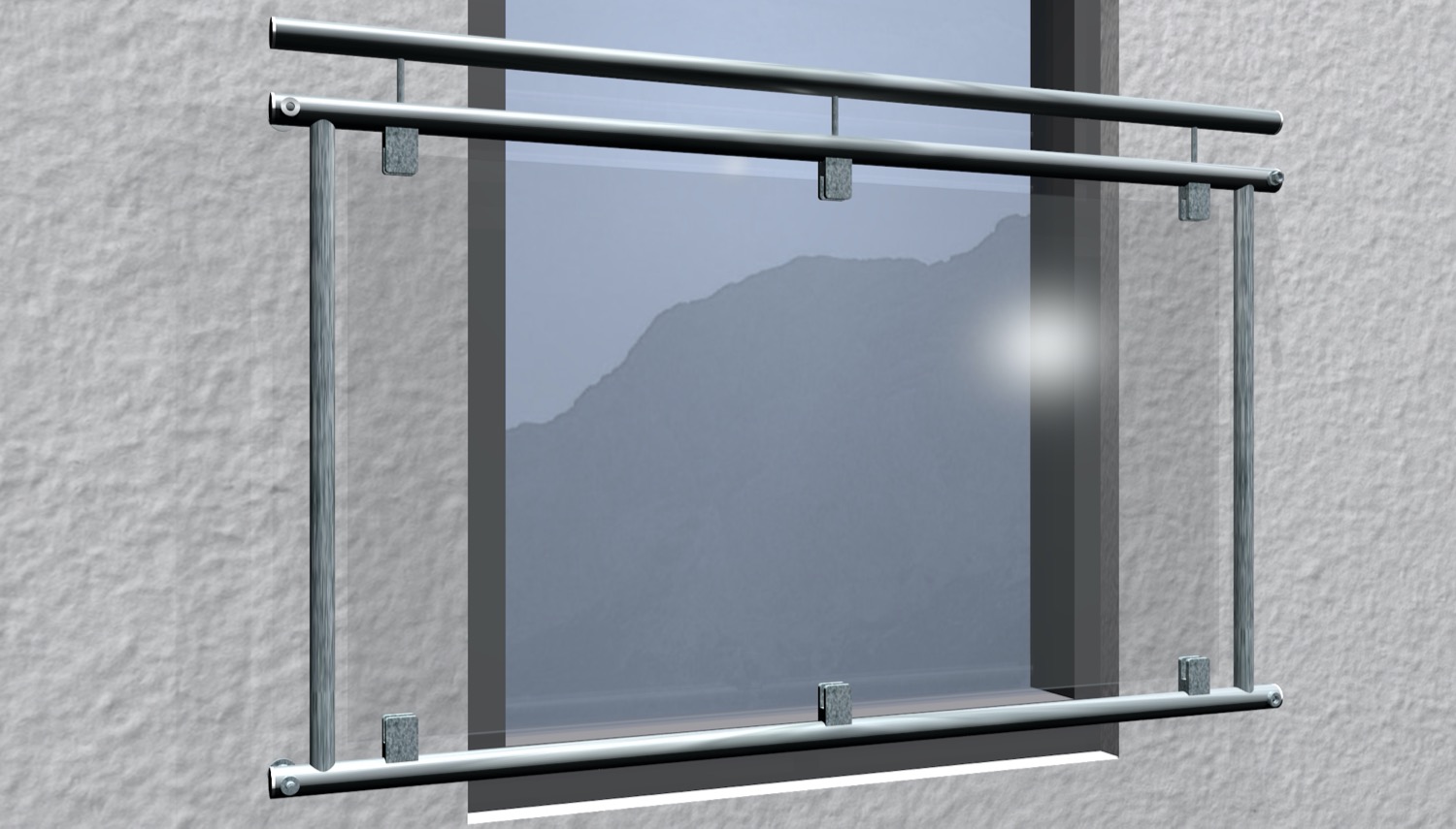 Französischer Balkon verzinkt Klarglas