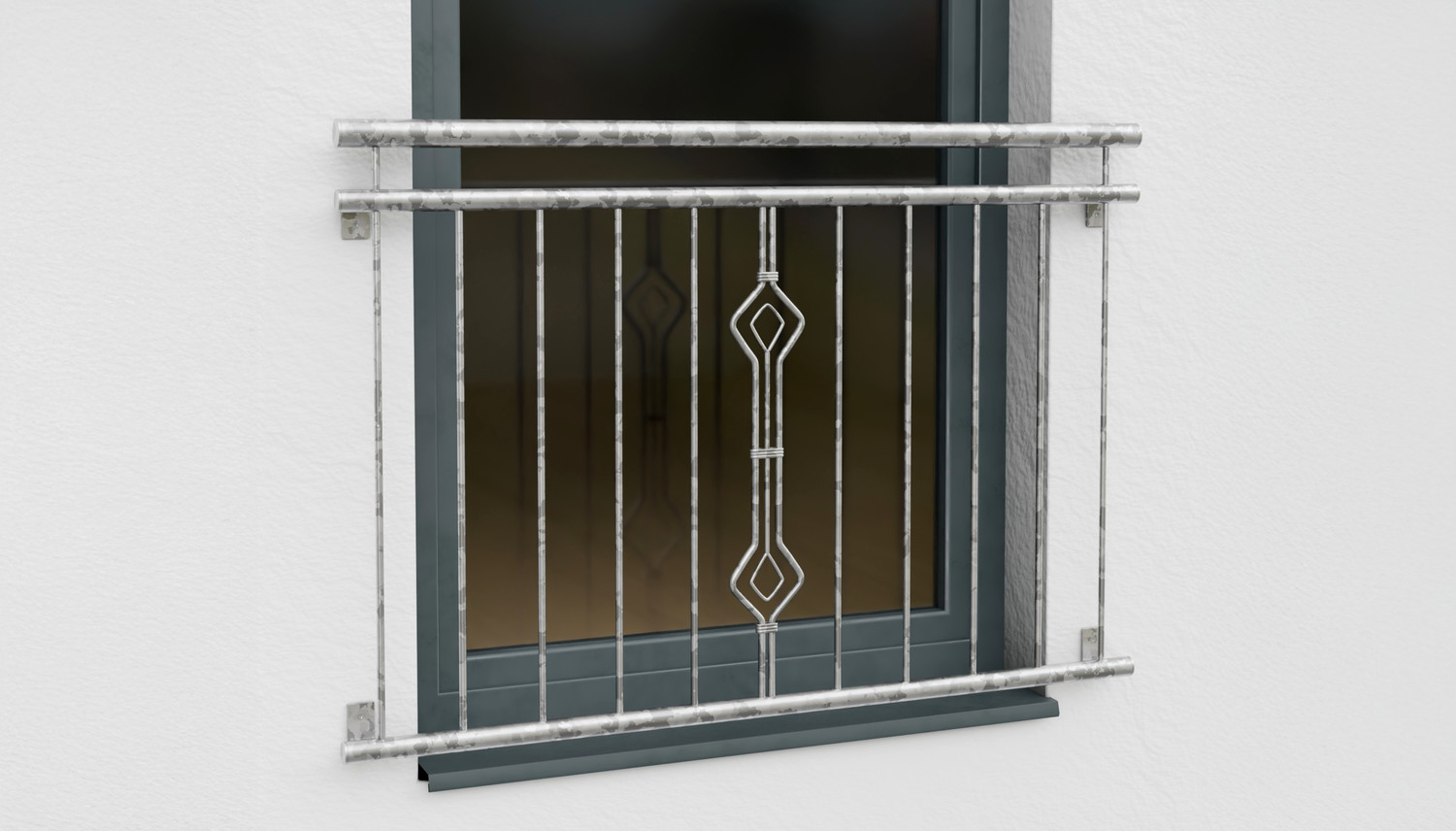 Französischer Balkon verzinkt Sanduhr Ornament 
