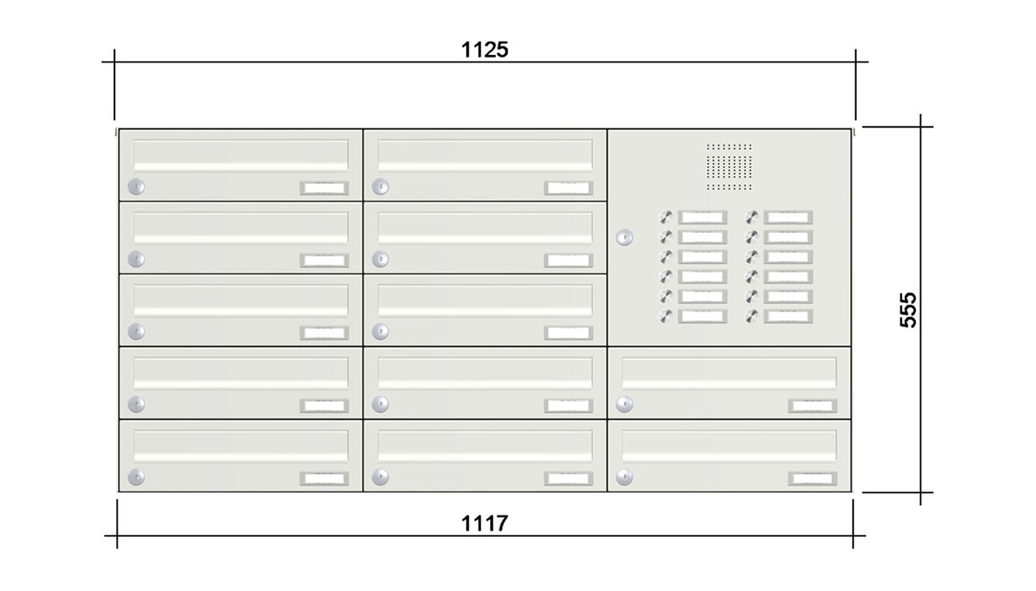 Briefkastenanlage | Aufputz | 12-fach | Waagerecht | Audio | Video | Farbe