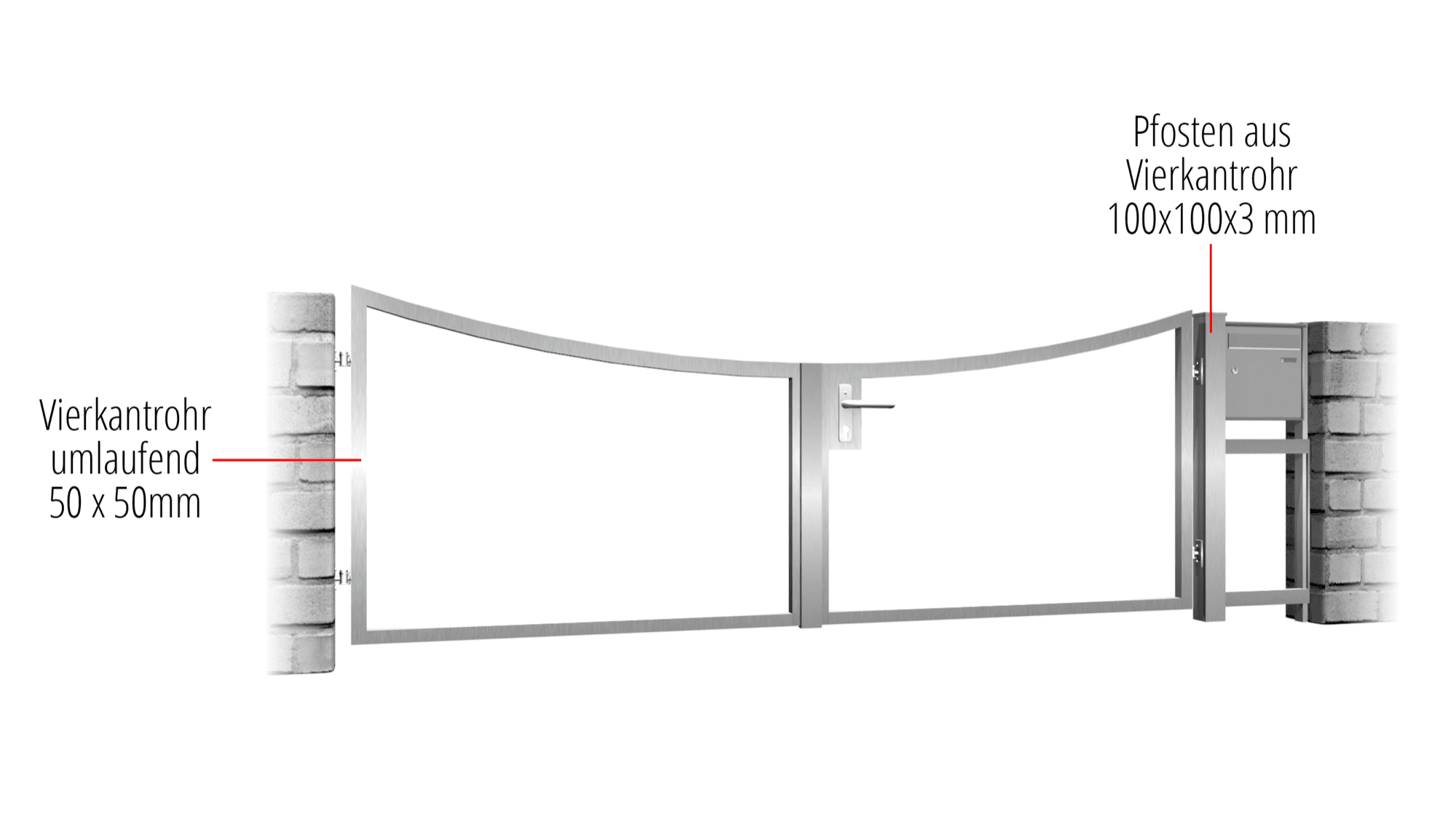 Gartentor Edelstahl 2-flügelig eigene Füllung, UB, BK