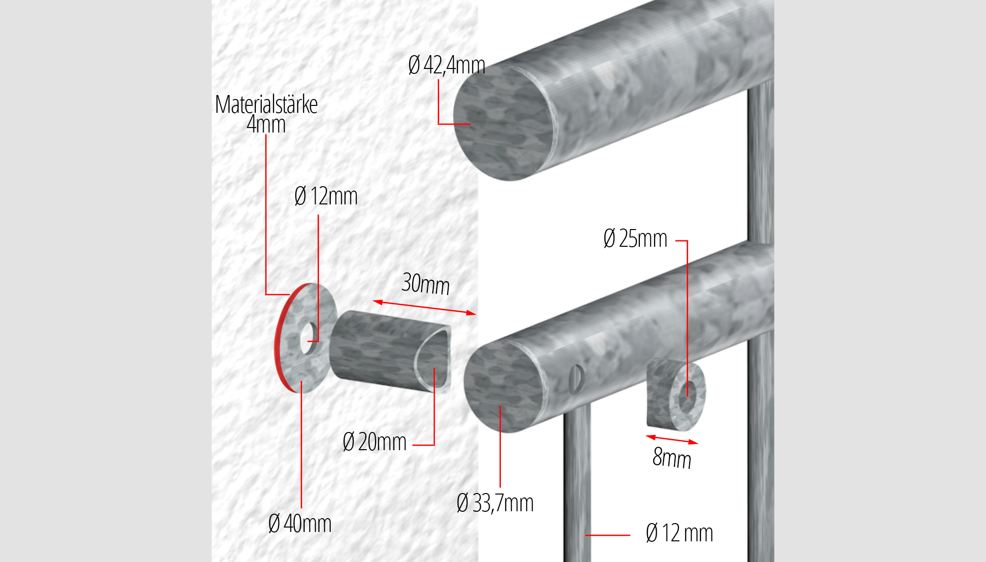 Französischer Balkon verzinkt 6-Eck Triple Ornament 