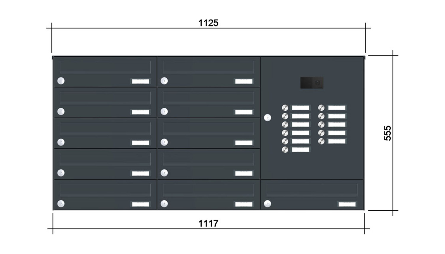 Briefkastenanlage | Aufputz | 11-fach | Waagerecht | Audio | Video | Farbe