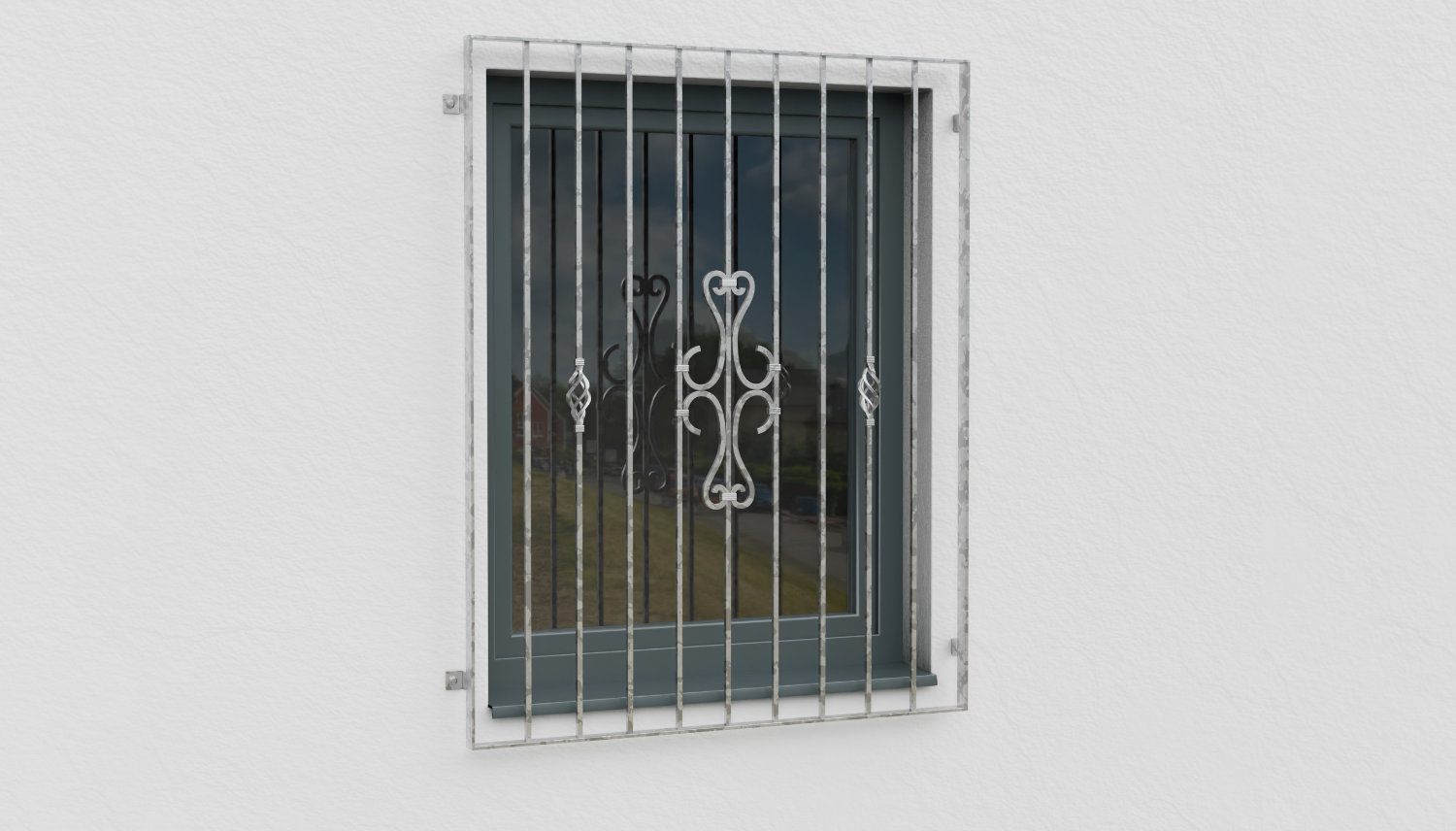 Fenstergitter verzinkt Schnörkel 