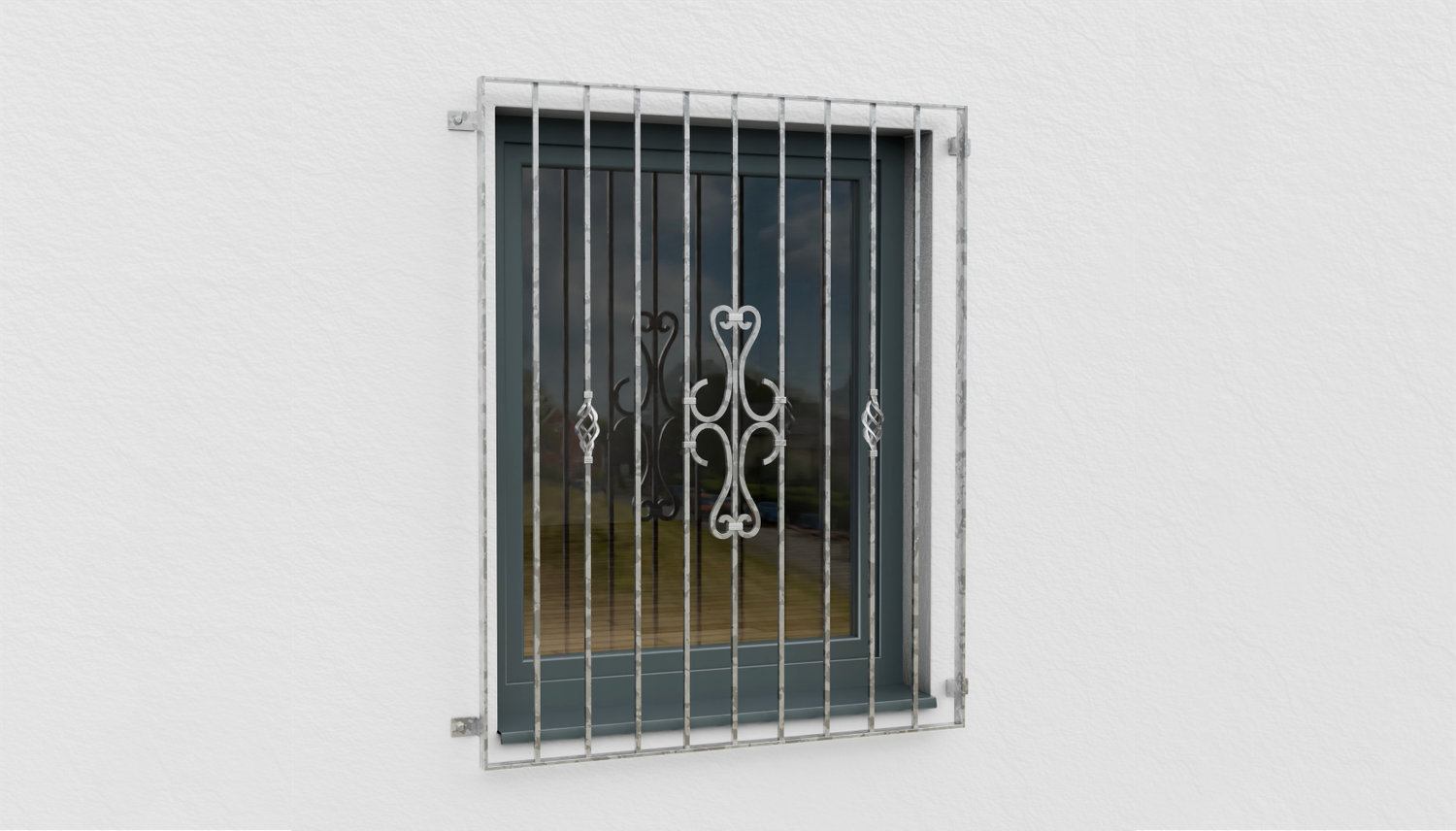Fenstergitter verzinkt Schnörkel 