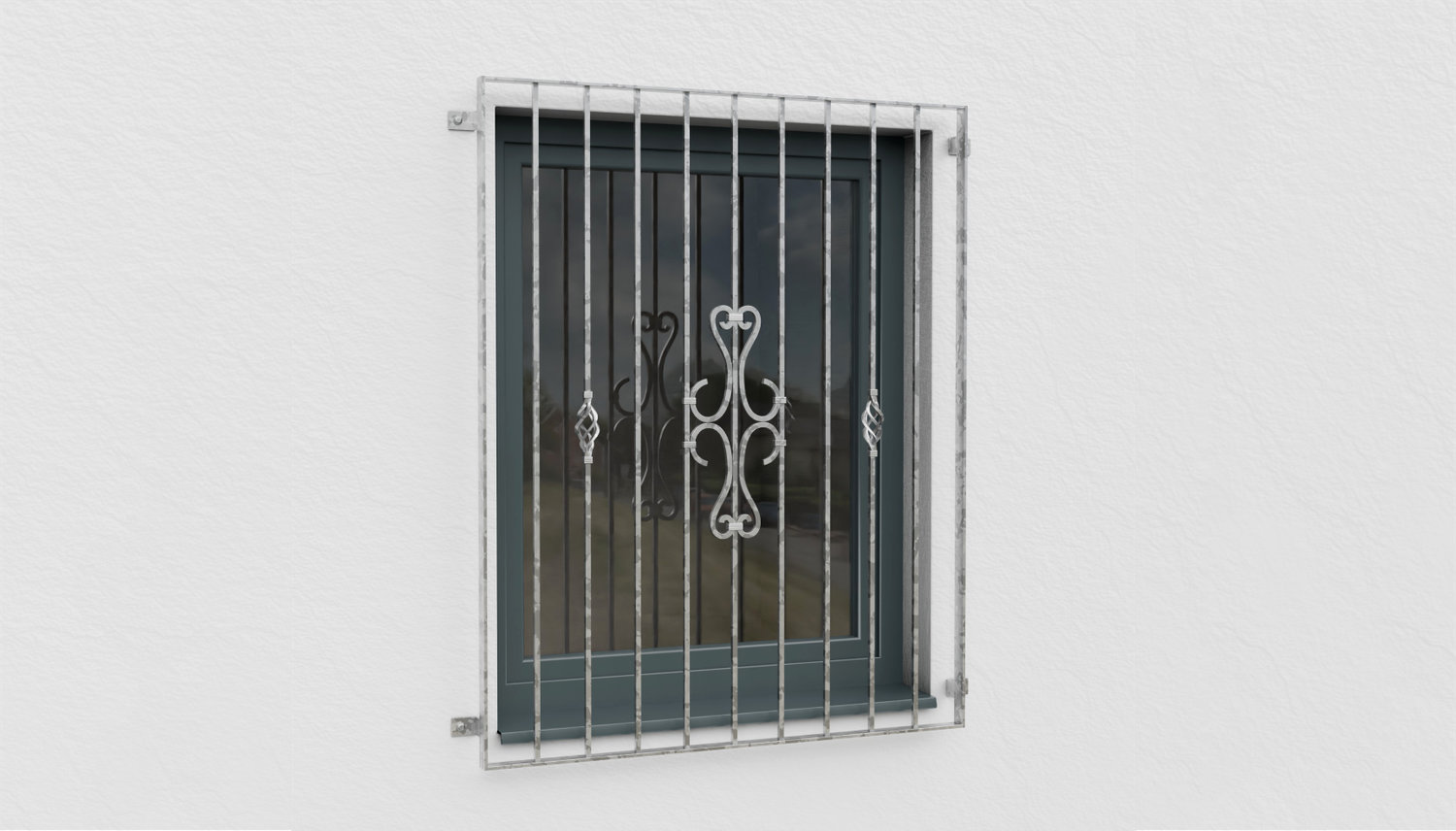 Fenstergitter verzinkt Schnörkel 