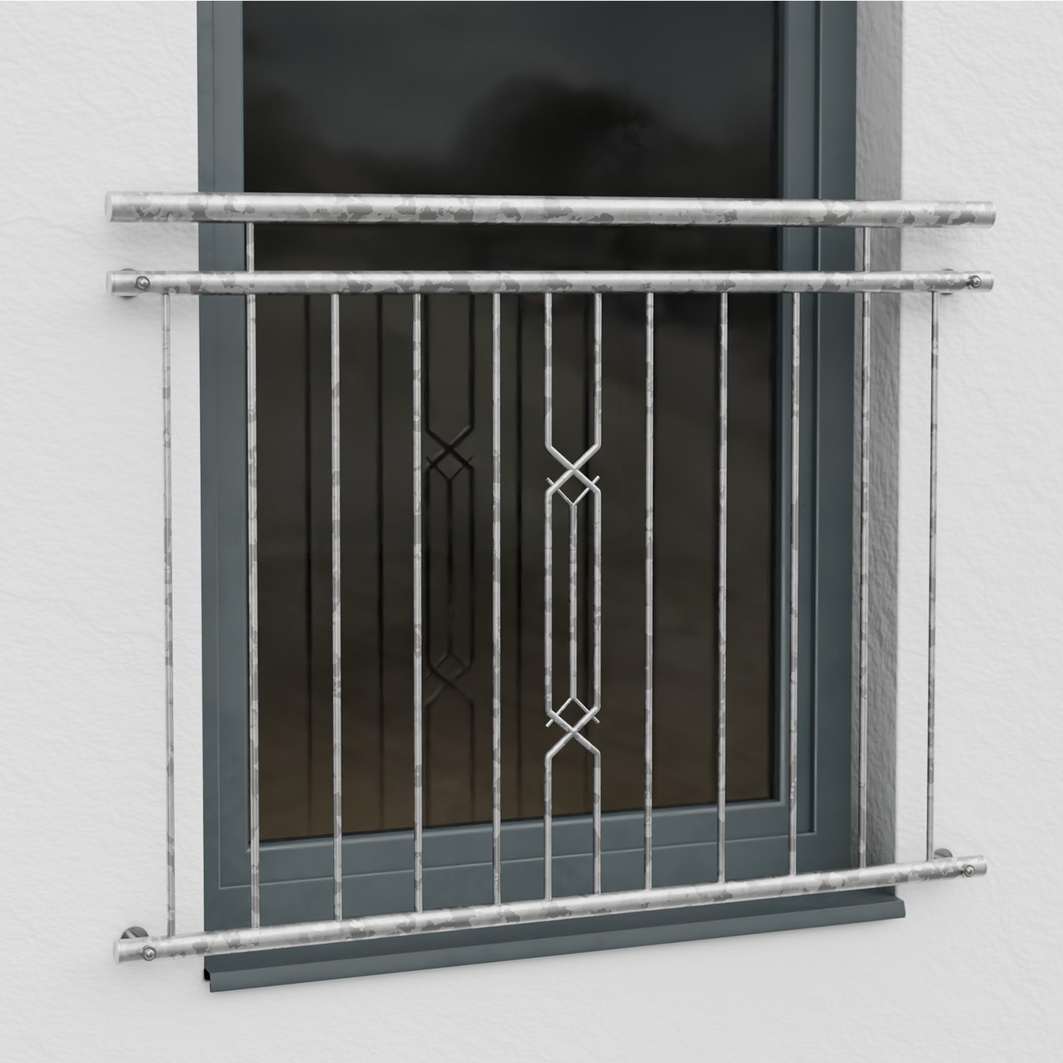 Französischer Balkon verzinkt 6-Eck II Ornament 