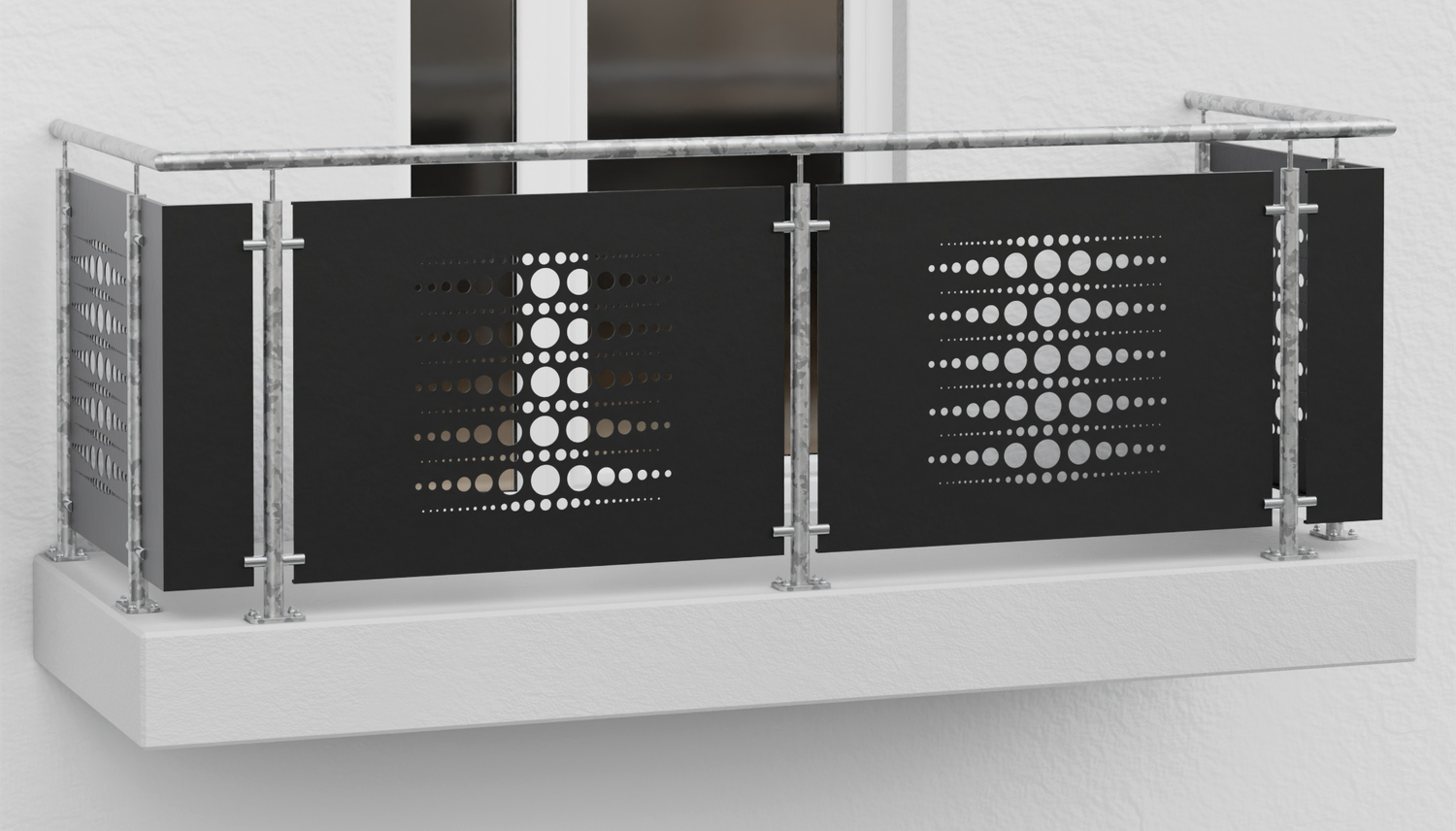 Balkongeländer verzinkt Designblech PE 2