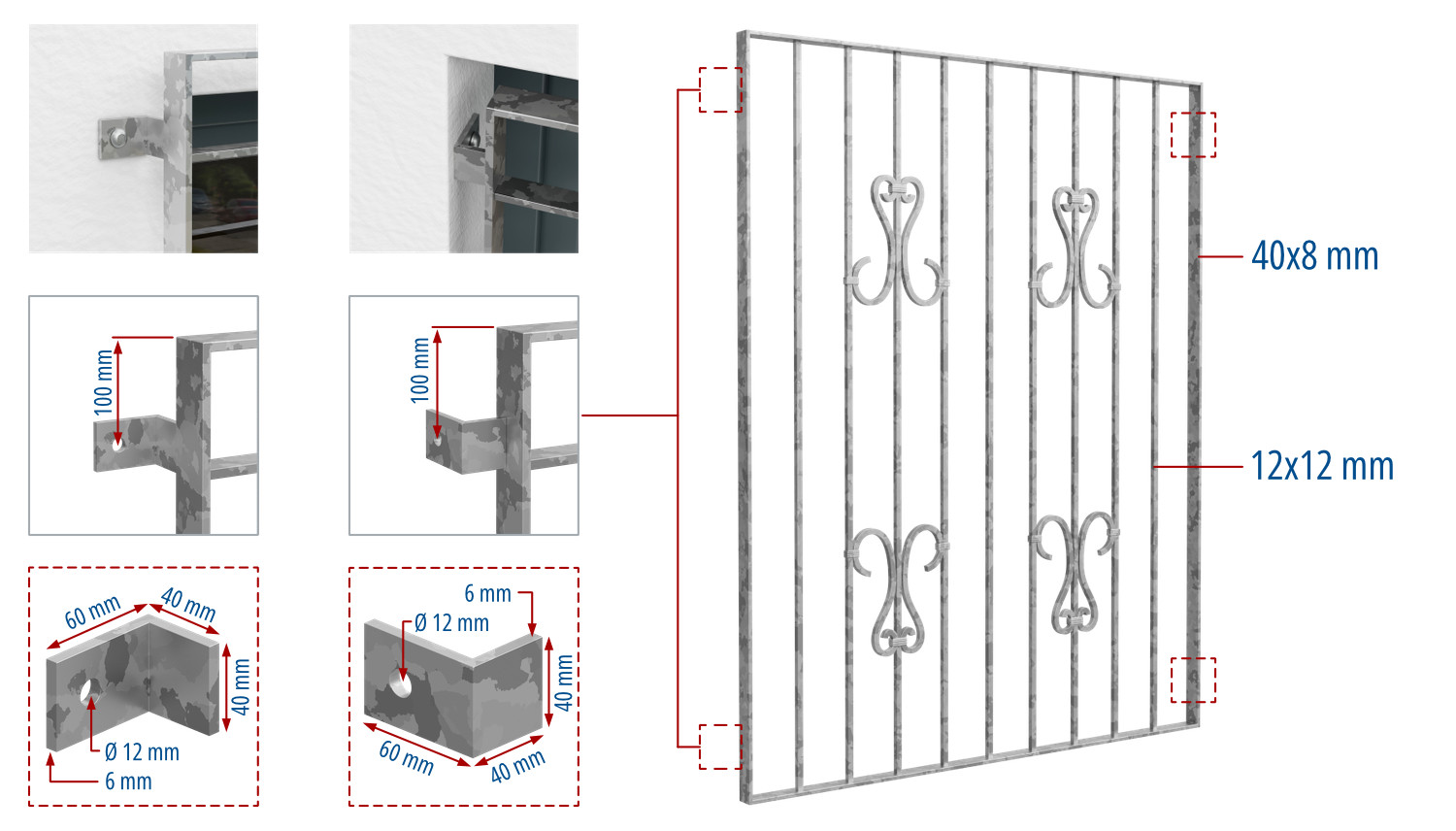 Fenstergitter verzinkt Schnörkel 2