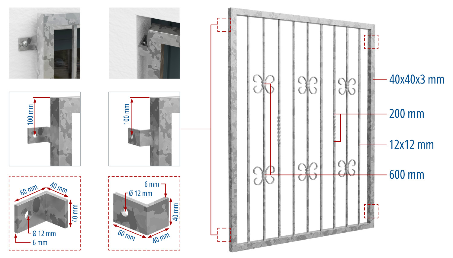 Fenstergitter verzinkt Barock 