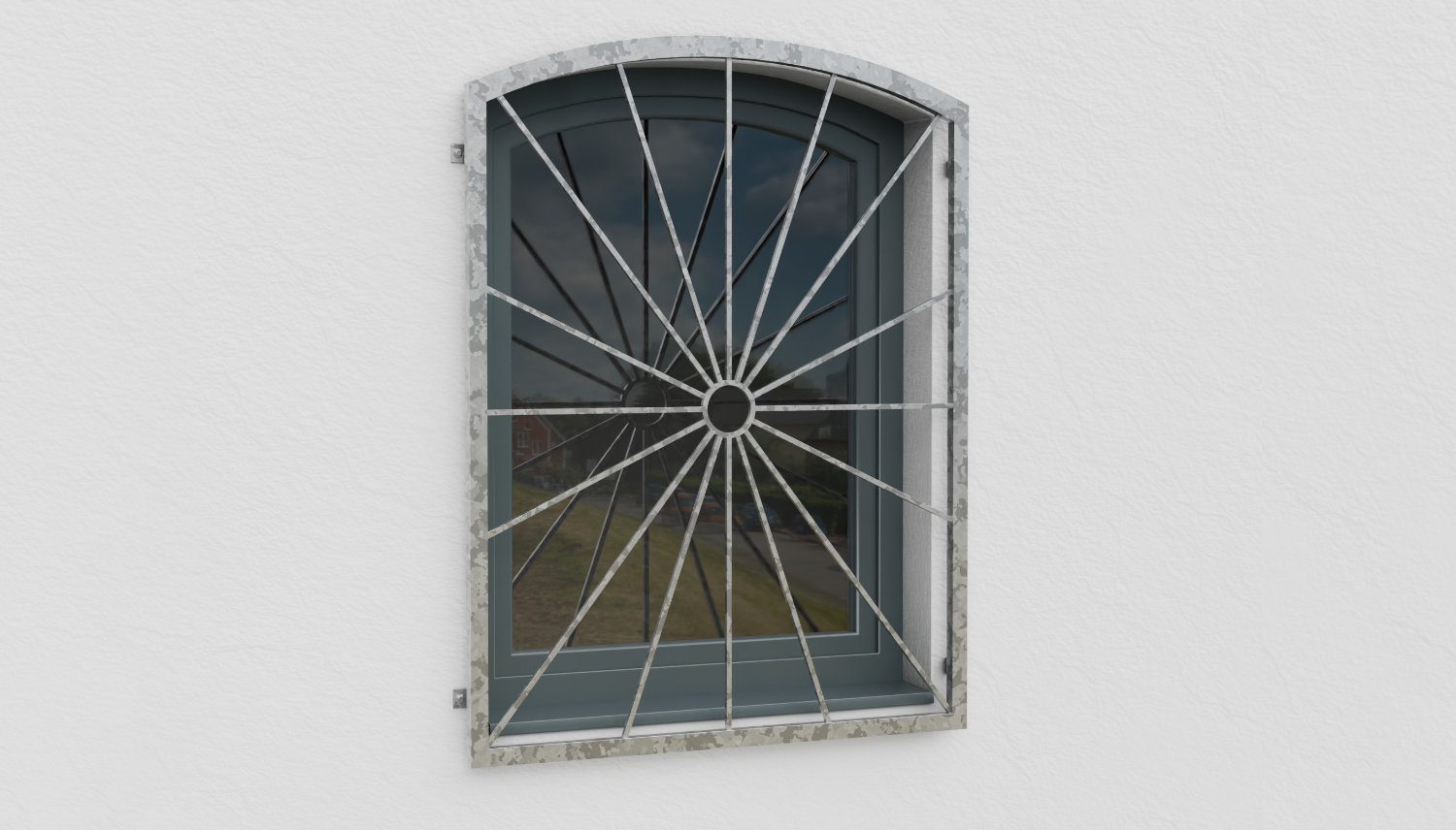 Fenstergitter verzinkt Sonne Kreis Oberbogen 
