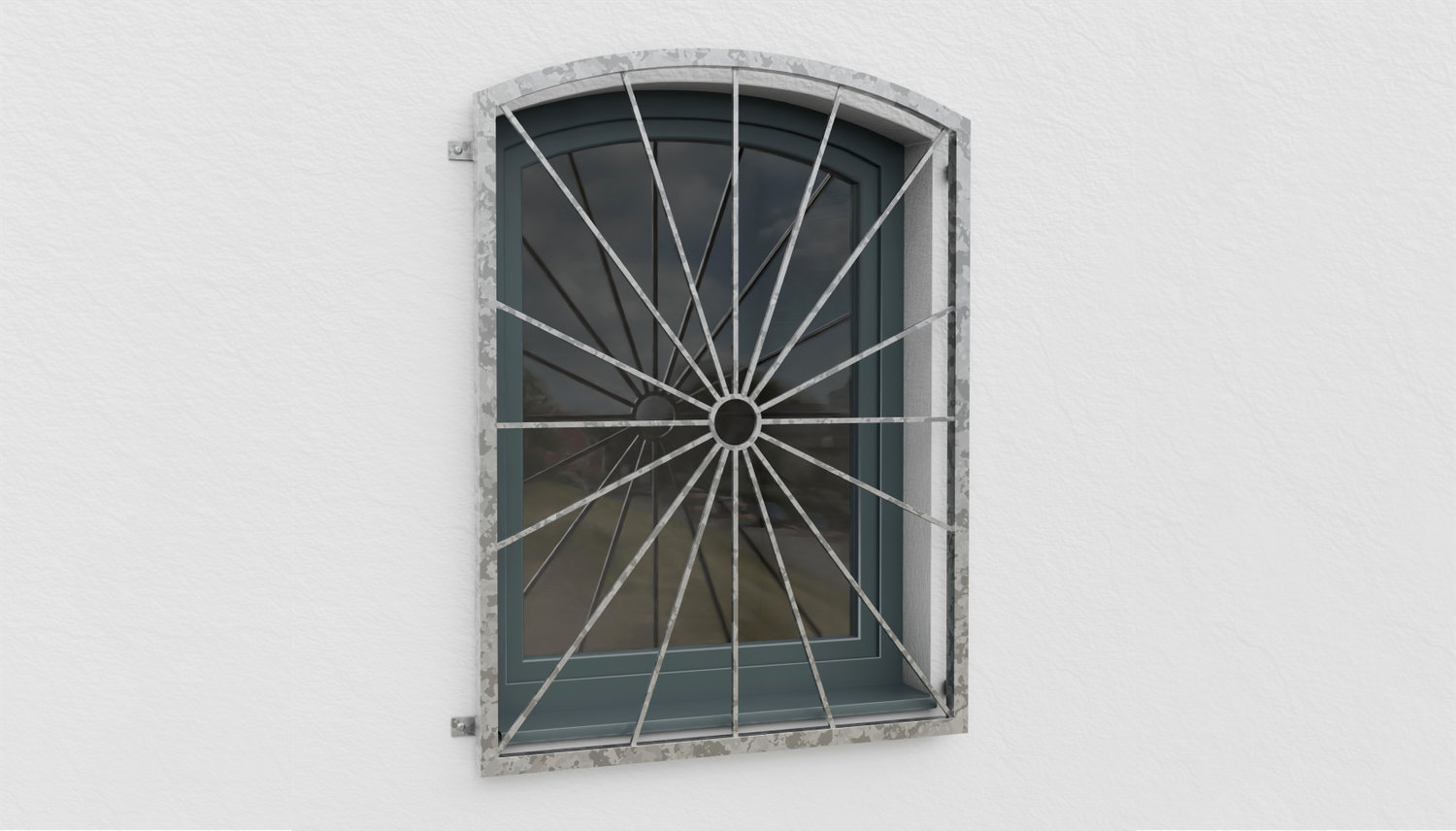 Fenstergitter verzinkt Sonne Kreis Oberbogen 