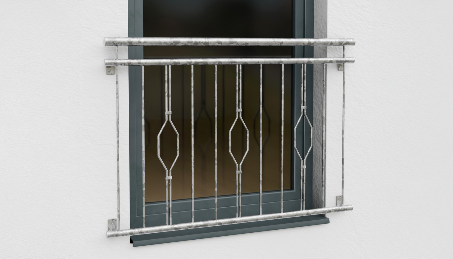 Französischer Balkon verzinkt 6-Eck Triple Ornament 