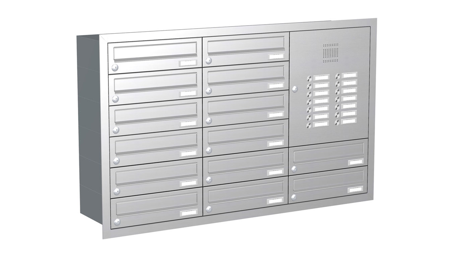 Briefkastenanlage | Unterputz | 14-fach | Waagerecht | Audio | Video | Edelstahl