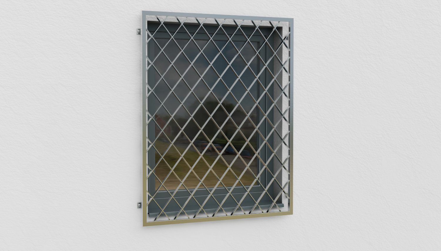 Fenstergitter Edelstahl Rauten Flachstahl