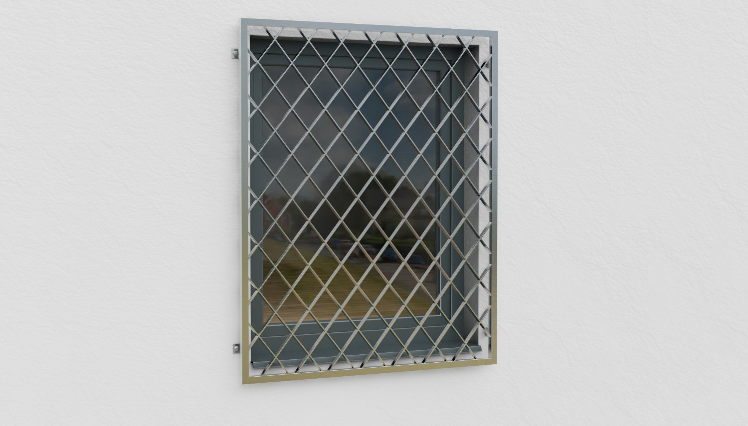 Fenstergitter Edelstahl Rauten Flachstahl