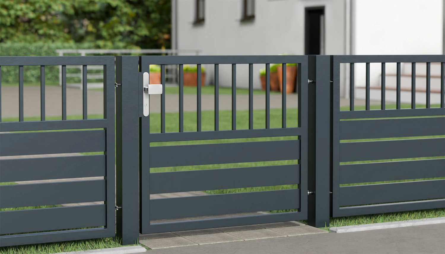 Gartentür Alu 1-flügelig Sichtschutz KSV 1, GE