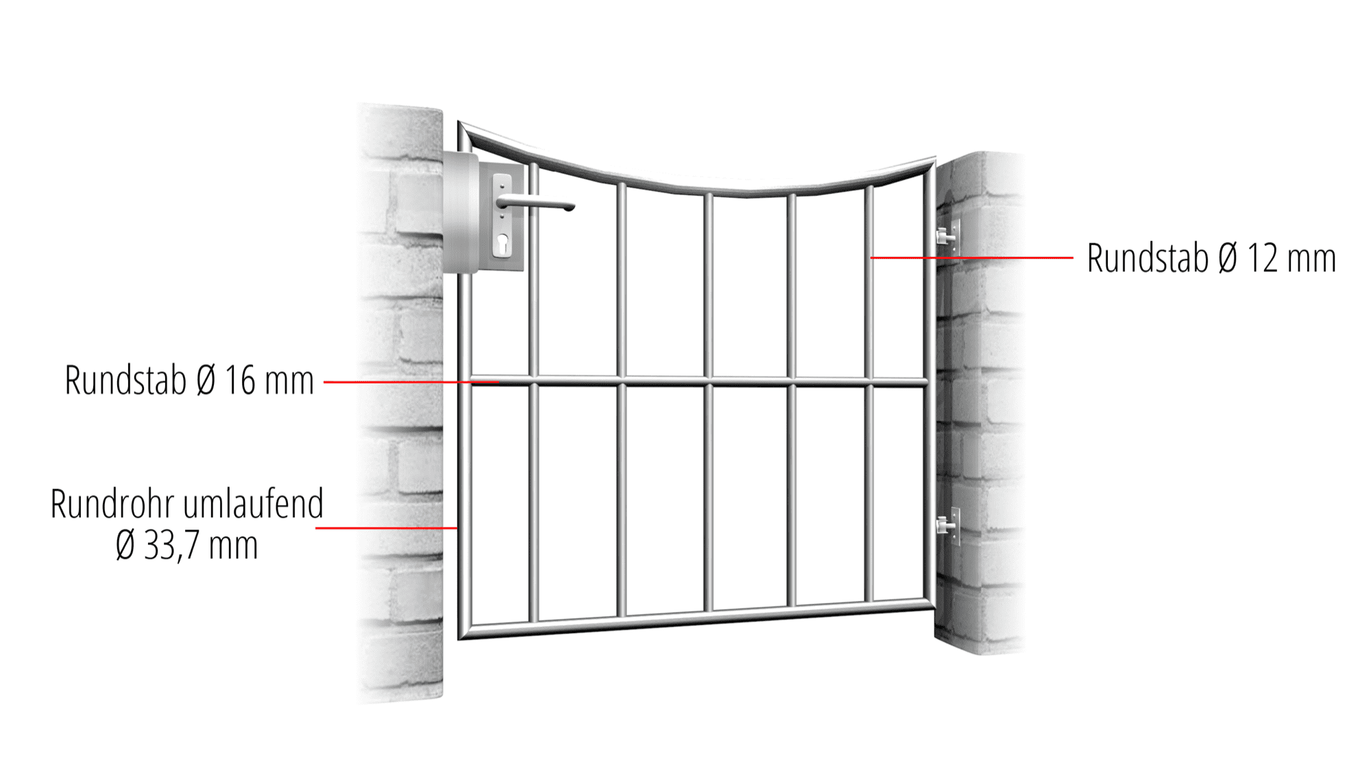 Gartentür Edelstahl 1-flügelig Vertikalstab, UB